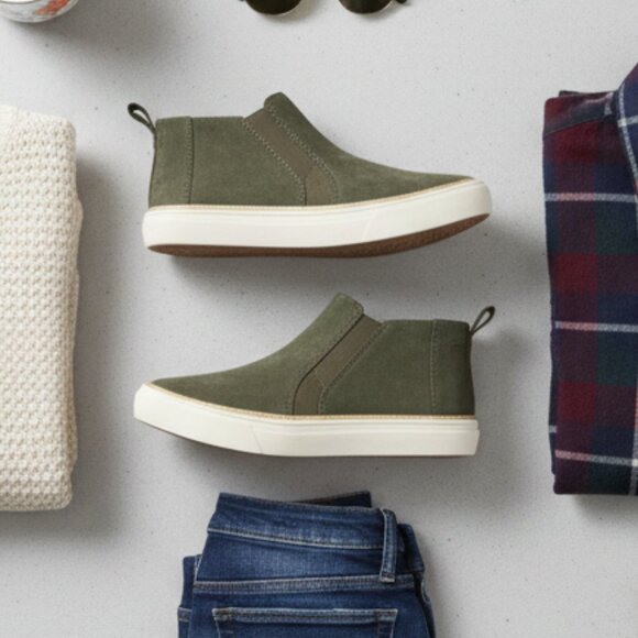 Toms Shoes - TOMS Bryce Olive Green Suede Slip-On Ankle Boots